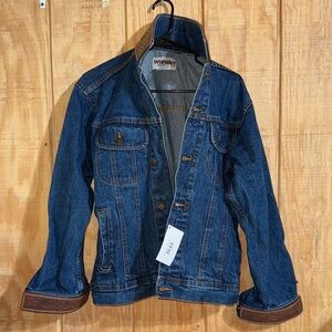 Wrangler Leather Blue Denim Jacket